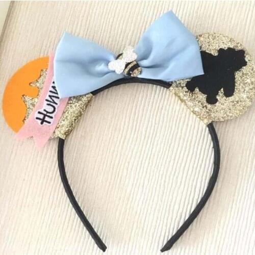 Winter 2020 Sequin Ribbon Bow Printed HUNNX Bear Hairband Little Bee Cat Ear Headbands Girls Hairband For Baby Hair Accessorie