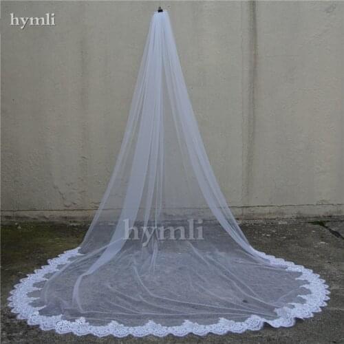 1 Layer Cathedral Length 3M Lace with Sequins Wedding Veil White / Ivory Bridal Veil