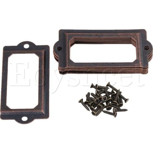 10pcs Antique Red Bronze Iron Drawer Label Frame Card 70x33mm
