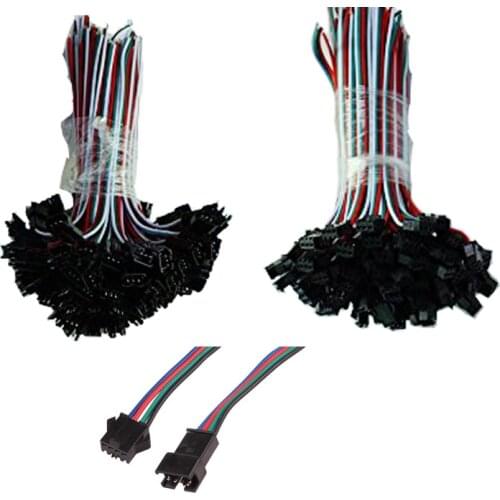 10 to100 Pins JST SM 4 Pin Male and Female Connector Wire Cable For 5050/3528 RGB LED Strip Strip Free Shipping