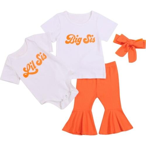 2021-06-15 Lioraitiin 0-6Years Toddler Baby Girl’s Clothes Suits Fresh Short Sleeve Romper Trumpet Pants with Headband/T-shirt