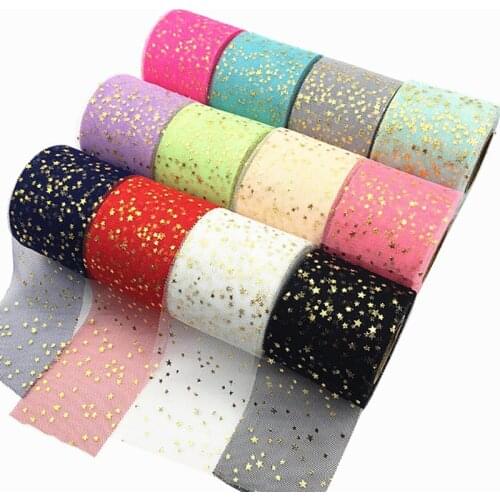 25Yards 6CM Glitter Gold Star Sequins Tulle Fabric For DIY Sew On ChildrenS Dress Weddimg Party Decoration Garments Accessories