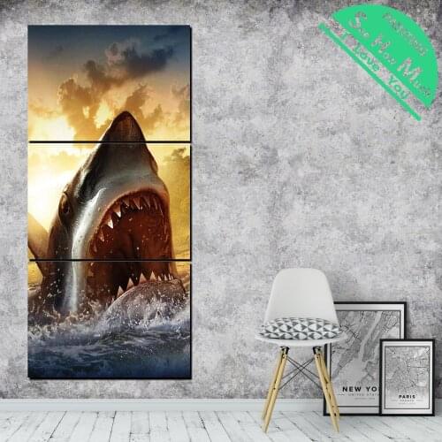 3 Piece Horror Shark Modern Wall Pictures for Bedroom Print Canvas Painting Living Room Decoration Decor Home Decoration