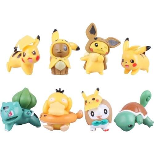 8 Kinds Pokemon Original Tomy Figure Model Dolls Toy Pokemon Pikachu Collection Model Child Birthday Gift Pikachu Kawaii