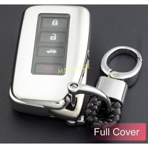 Car Key Fob Cover Case Chain Ring For Lexus ES NX RX GS LX RC Accessories Silver