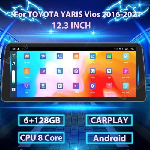 12.3 INCH Android car Radio With screen For TOYOTA Yaris vios 2016 - 2021 GPS navigation DVD Multimedia player 2din