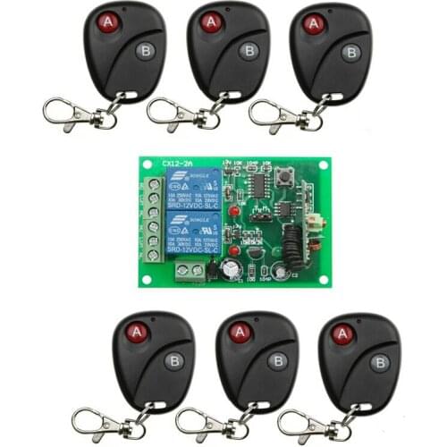 DC 12V 10A 2 CH RF Wireless Remote Control 1 Receiver + 6 Transmitter Auto door/ window/lifting equipment control
