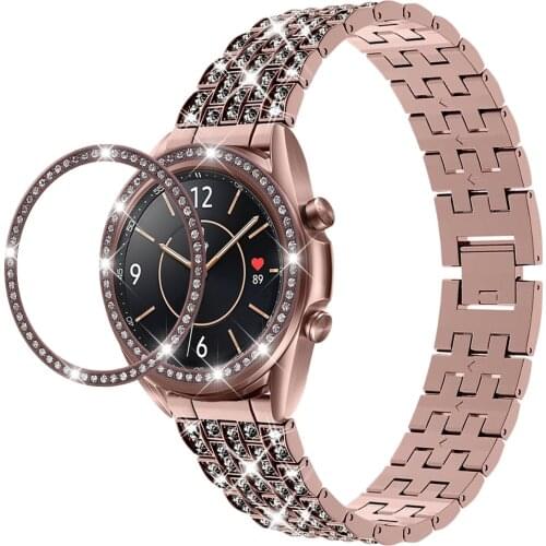 Bling Women Bracelet For Samsung Galaxy Watch 3 41mm 45mm Band Shiny Bezel Ring Stainless Steel Strap For Galaxy Watch 42mm 46mm