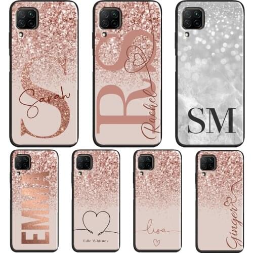 PERSONALISED Glitter name initials Case For Huawei Mate 20 Lite Mate 10 30 Pro P30 P40 P20 P10 Lite P Smart 2019 Z TPU Cover