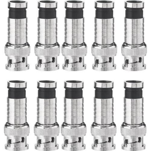 CNIM Hot 10 pcs BNC Compression Connector for Coax RG59 Cable CCTV Cameras