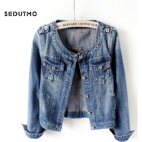 SEDUTMO Plus Size 5XL Denim Jacket Women Streetwear Boyfriend Jean Coat Harajuku Vintage Autumn Casual Basic Outerwear ED783