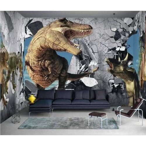 Customized large modern simple 3D wall dinosaur children room background wall wallpaper