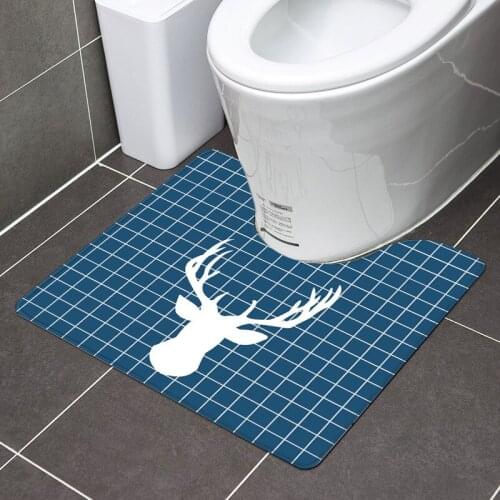 Nordic Fashion PU Leather Rugs U Shape Toilet Kitchen Oil-proof Water-proof Non-slip Durable Simple Fashion Creative Ground Mat
