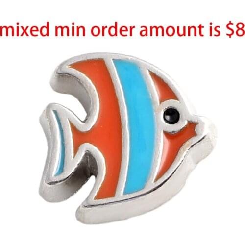 Colorful fish floating lockets charm,Fit floating Necklace charm lockets. S-020