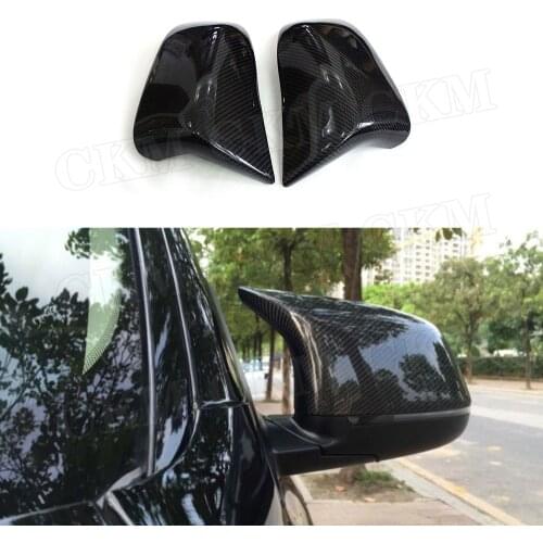 Carbon Fiber Car Side Rearview Mirror Cap Covers For BMW X5 F15 2015-2018 Replacement style Mirror Shell Accessories