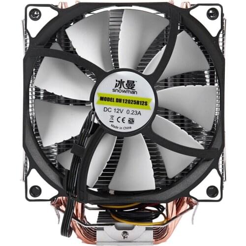 SNOWMAN 4PIN CPU cooler 6 heatpipe Double fans cooling 12cm fan LGA775 1151 115x 1366 support Intel AMD