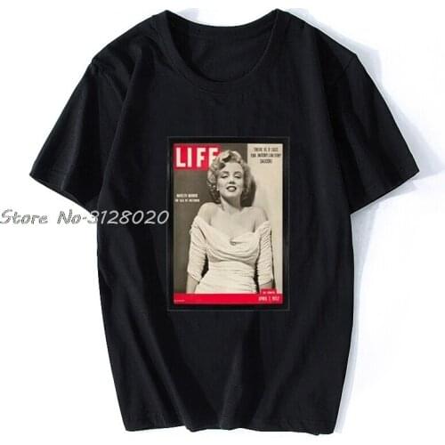 Marilyn Monroe Life Magazine 50s Retro T-Shirt Print Men Cotton TShirt Tees Tops Streetwear Harajuku