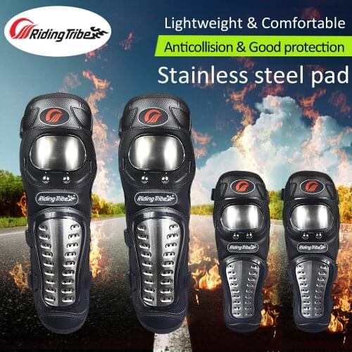 Riding Tribe Stainless Steel Motorcycle Protective Knee Pads Elbow Pad Outdoor Racing Cycling Guard Protector Gear HX-P15