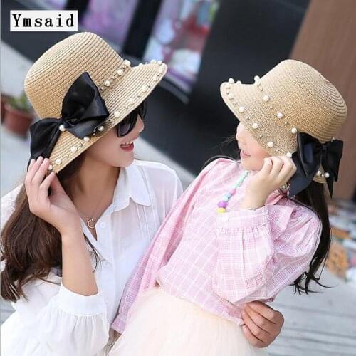 2018 New Spring and Summer Woman and Child Leisure Pearl Beach Sun Hat Parent-child Sunscreen Sun Hat