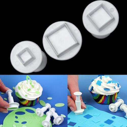 New 3PCS/set Cake Square Plunger Fondant Decorating Sugarcraft Mold Cutter Tools Diy