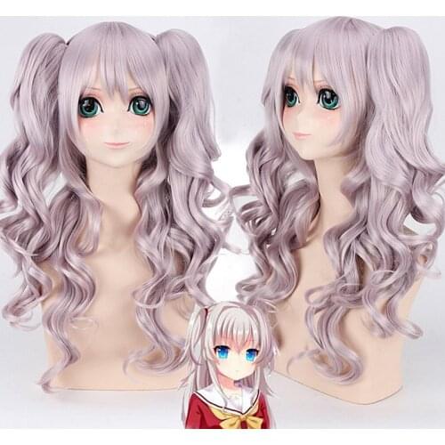 23.6" Charlotte Tomori Nao Wigs Long Wave Ponytails Women Heat Resistant Synthetic Hair Halloween Party Cosplay Wig + Net Cap
