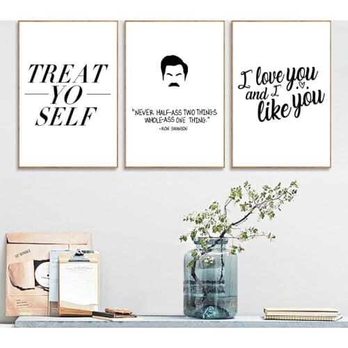 Ron Swanson Quotes Posters Wall Art Prints Parks and Recreation Saying Painting Black White Wall Picture Home Wall Art Decor