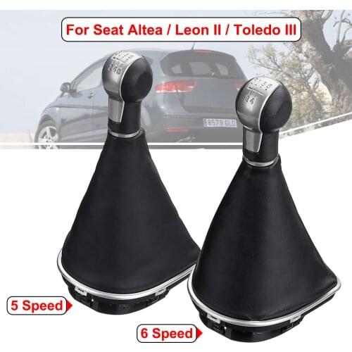 5/6 Speed MT Gear Shift Knob Leather Gaiter Boot Cover Shifter Lever Stick For Seat Altea Leon II/Toledo III 2004-2012