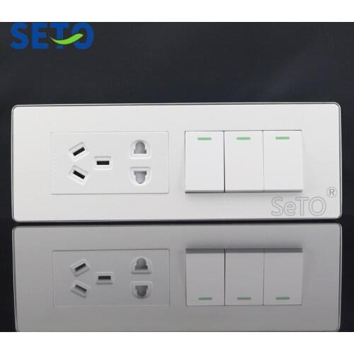 SeTo 118 Type Five Hole Power Socket With Three Button Switch Panel Socket Outlet Wall Plate Keystone Faceplate