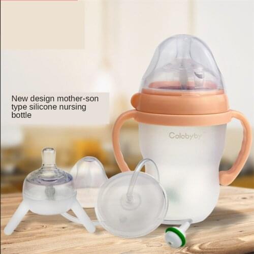 Baby Feeding Bottle Kids Cup Children Training Silicone Water with Long Straw Separation Anti-fall Weaning Newborn Hands-free