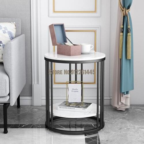 Nordic Marble Sofa Side Table Living Room Corner Light Luxury Small Tea Table Simple Modern Side Table Bedside Cabinet Package M