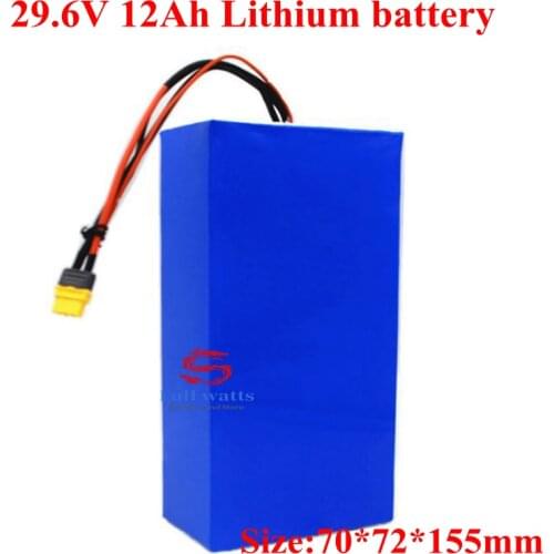 29.6V 12AH lithium 29v 12ah li-ion replace lead acid battery BMS 8S 18650 for 1000w 30v e-bike medical monitor + 3a charger