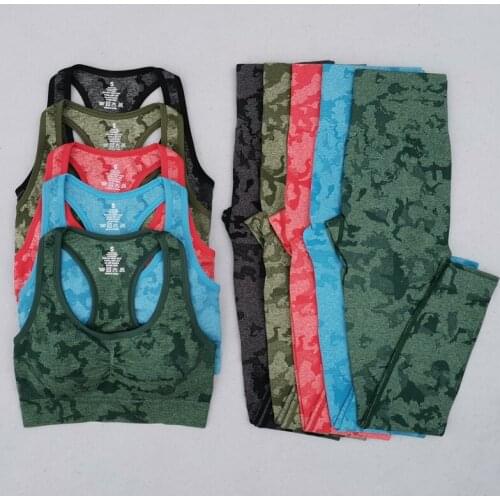 2 Piece Sportswear Adapt Camo Gym Set Athletic Wear Seamless Yoga Sets Women Workout Clothes Leggings Racerback Sports Bra Suits