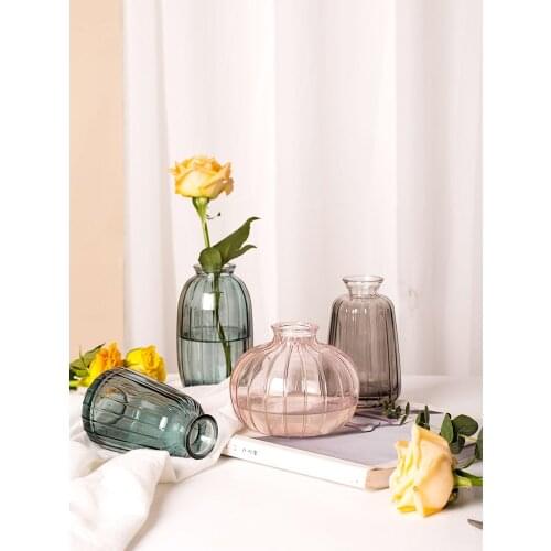 Nordic Embossed Glass Vase Colorful Mini Pumpkin Terrarium Container Flower Bottle Cute Room Home Decoration Accessories