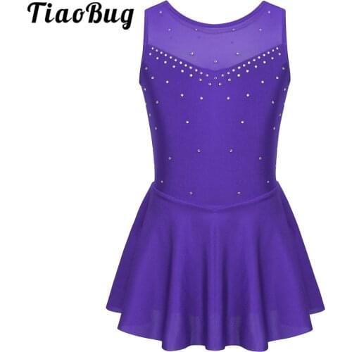 Girls Ballet Gymnastics Leotard Dress Rhinestone Figure Skating Lyrical Contemporary Dance Wear