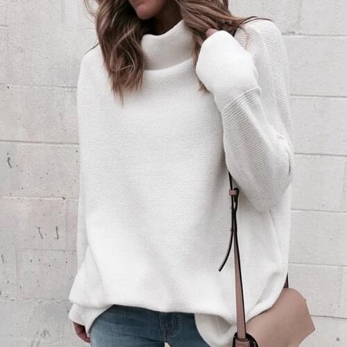 Long Sleeve Autumn Winter Sweater Women White Knitted Sweaters Pullover Jumper Fashion 2021 Turtleneck Sweater Female