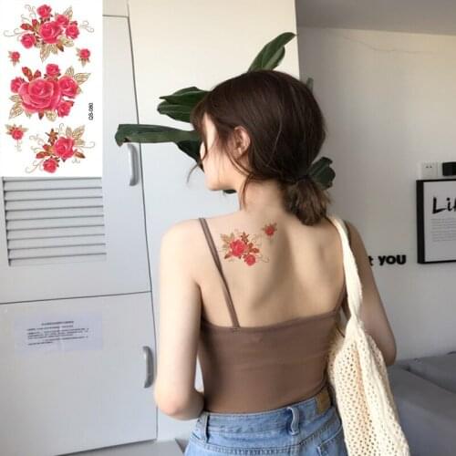Waterproof Temporary Tattoo Stickers Rose Flower fake Tattoo Geometric Animal Flash Tattoo Hand Back Foot for Girl Women Men