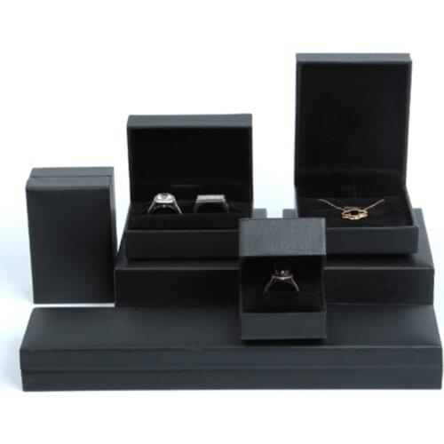 High-grade Leather Paper Black Right Angle Filling Paper Ring Box Right Angle Jewelry Box