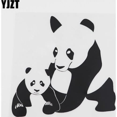 YJZT 14.6CMX14.6CM Cute Panda And Cub Wild animals Decal Vinyl Car Sticker Black/Silver 8A-0095