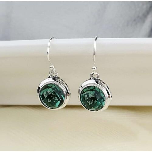 925 womens original hollow out green crystal earrings han edition earrings wholesale sterling silver jewelry fashion