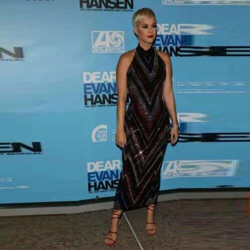 2020 Women Diamonds Black Sleeveless Bodycon Fashion Dress Ankle Length Vestidos High Quality Celebrity Party Wholesale