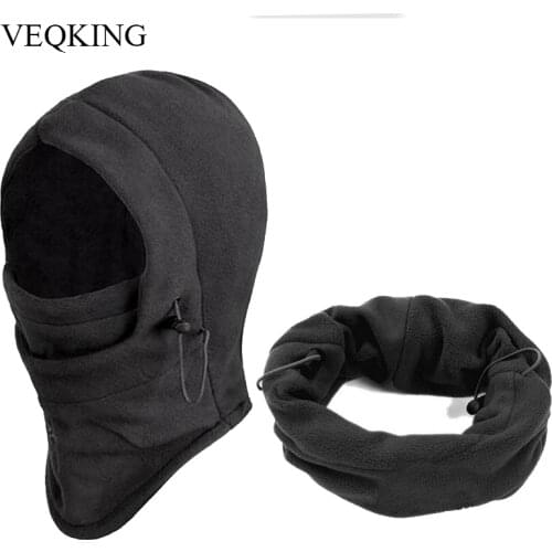 VEQKING Winter Windproof Hiking Caps,Men Warm Thermal Fleece Balaclava Face Beanies,Ski Bike Motorcycle Neck Warmer Helmet Hat