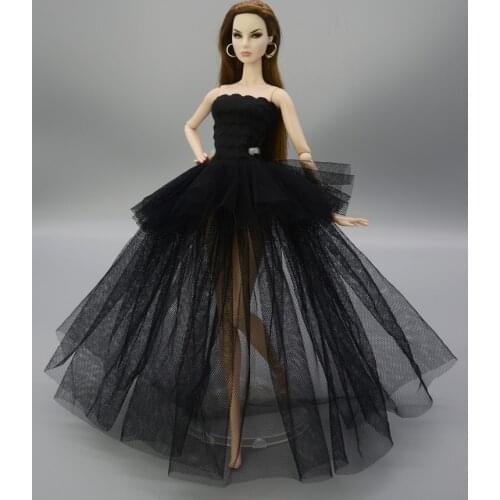 1/6 BJD Doll Clothes Classical Black Off Shoulder Lace Princess Dress for Barbie Clothes Party Gown 11.5" Dolls Accessories Toys