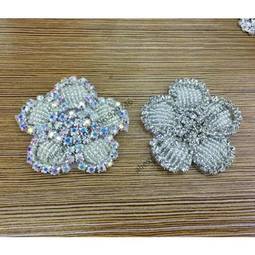 1pc/lot beautiful delicate little flower trimmings ab crystal rhinestone applique for headdress bag shoes crafts hat accessory
