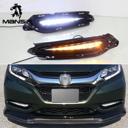 12V LED Daytime Running Light Daylight ABS Car DRL For Honda HRV HR-V 2015 2016 2017 2018 Auto Turn Yellow Signal Relay DRL