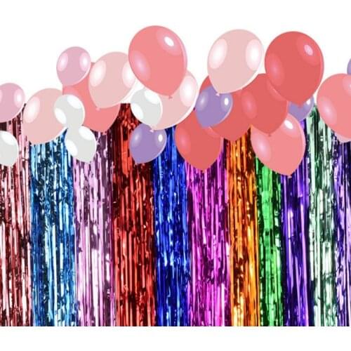 2M Party Backdrop Glitter Rose Gold Tinsel Fringe Foil Curtain Party Decoration