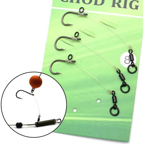 3pcs Carp Fishing Accessories Chod Rig Carp Fishing Line Barbed Carp Hook Bait Hair Carp Rig Kit Swivels For Fishing Carp Tackle