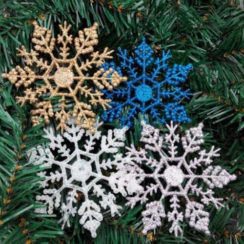 5x SNOWFLAKES CHRISTMAS TREE DECORATIONS DECORATION BAUBLES GLITTER HANG XMAS