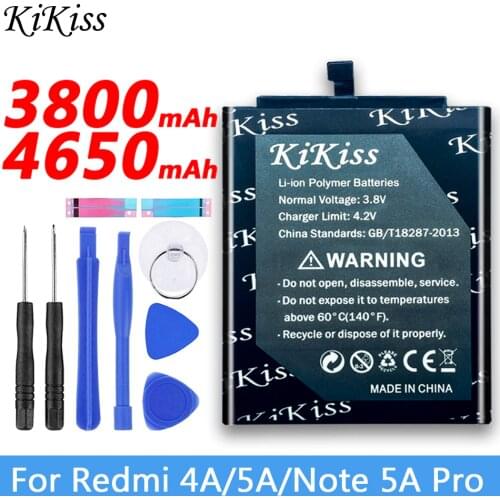 Free tool KiKiss Battery BN30 BN31 BN34 For Xiaomi Redmi 4A/Redmi 5A/Redmi Note 5A/Redmi Note 5A Pro Battery For Xiao Mi 5X mi5X