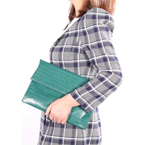 Alirattan Foldable Clutch Bag Fashion Women Ostrich Python Pattern Leather Envelope Bag Trend Shoulder Crossbody Wristlet Pouch