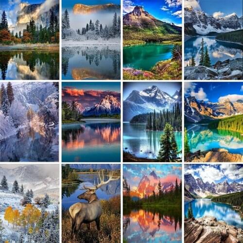 5D DIY Diamond Painting Landscape Picture Square/Round Landscape Diamond Embroidery Rhinestone Art Picture Mosaic Decoration Kit